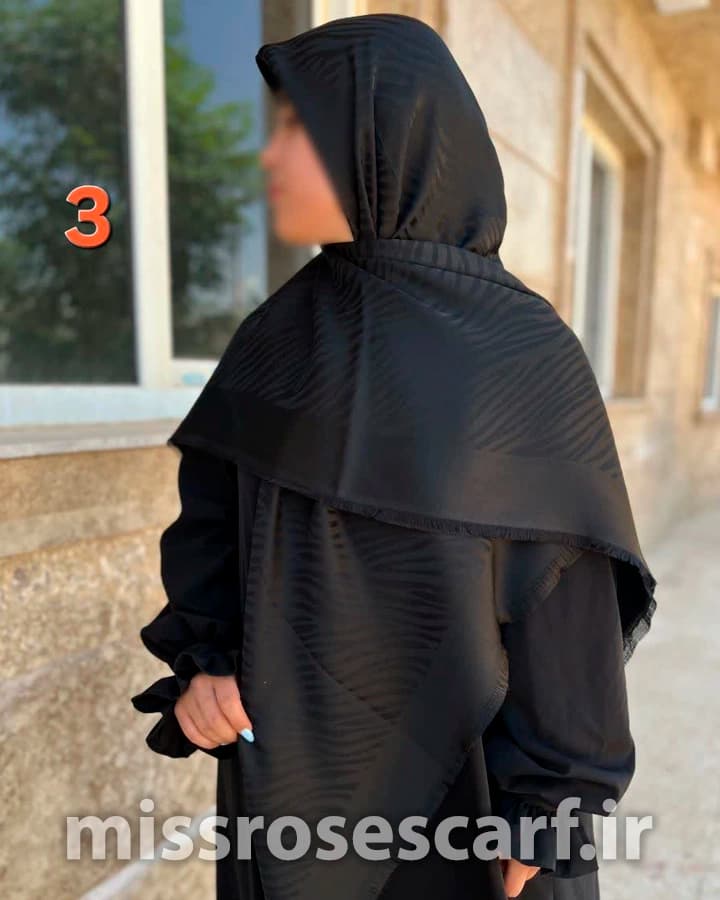 روسری مشکی ژاکارد قواره 140 — تصویر ۱۱