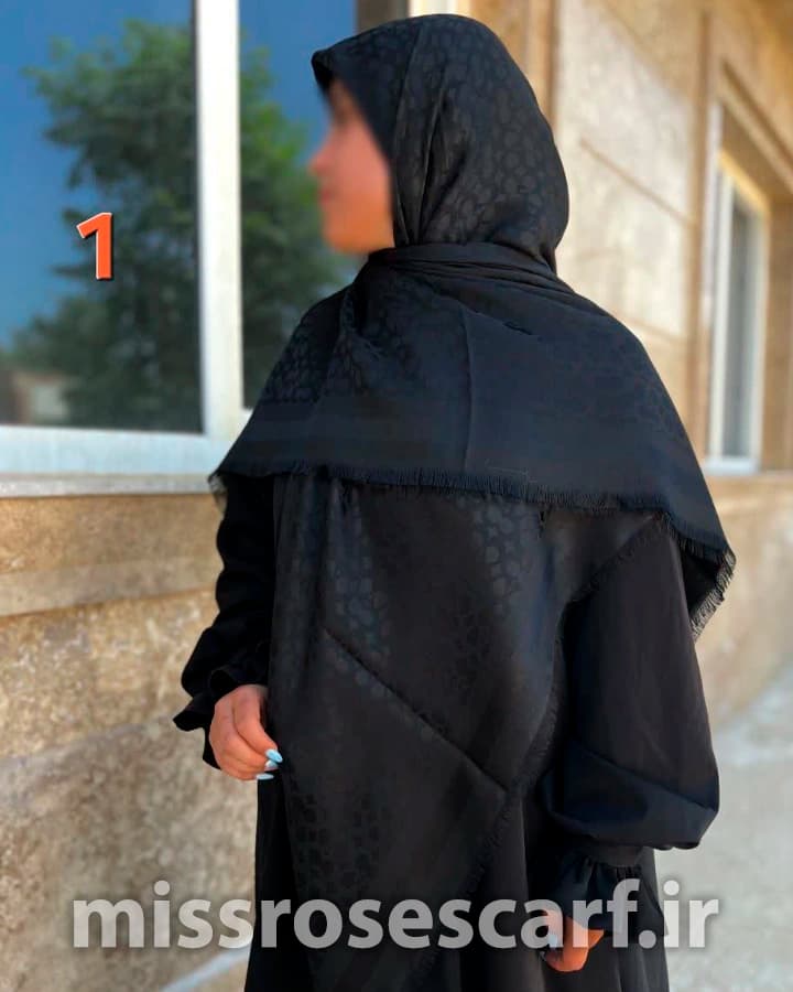 روسری مشکی ژاکارد قواره 140 — تصویر ۹