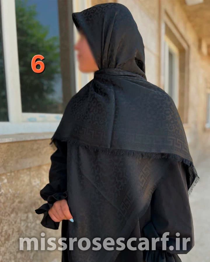 روسری مشکی ژاکارد قواره 140 — تصویر ۷