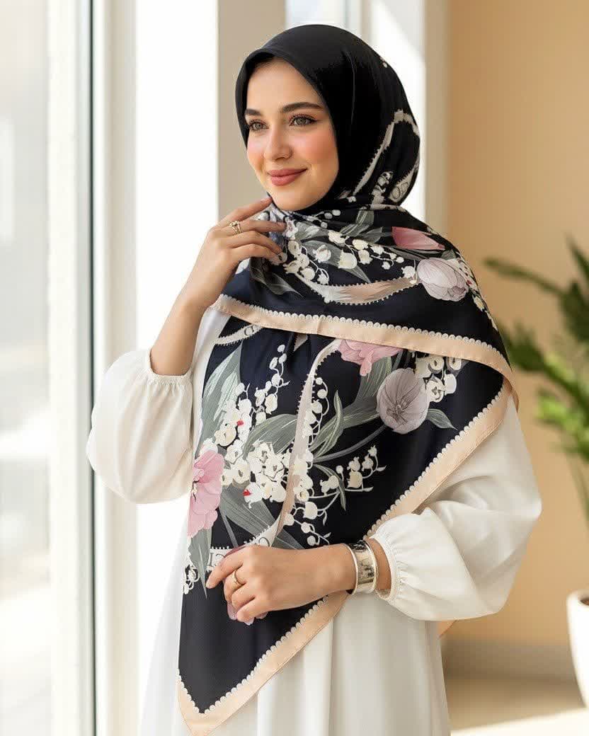روسری ابریشم قواره 140 کد Tak050