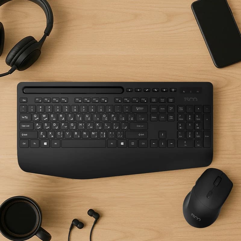 کیبورد و ماوس بی سیم تسکو مدل TKM 7025W، سوییچ ممبران، Full-Size — تصویر ۸