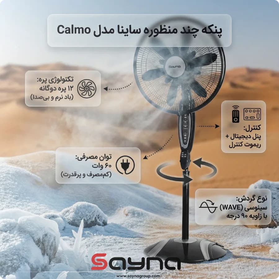 پنکه چند منظوره ساینا مدل کالمو Calmo — تصویر ۶