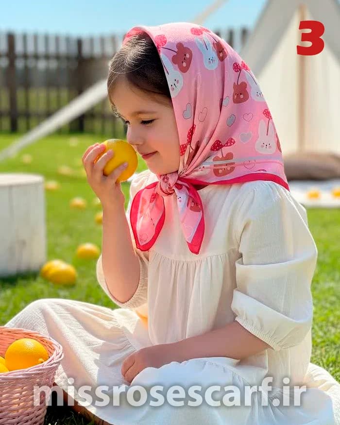 روسری بچه‌گانه طرح خرس و خرگوش — تصویر ۴