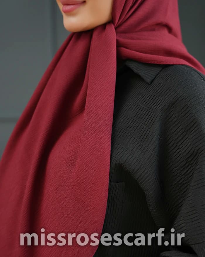 روسری ساده درختی زرشکی — تصویر ۴