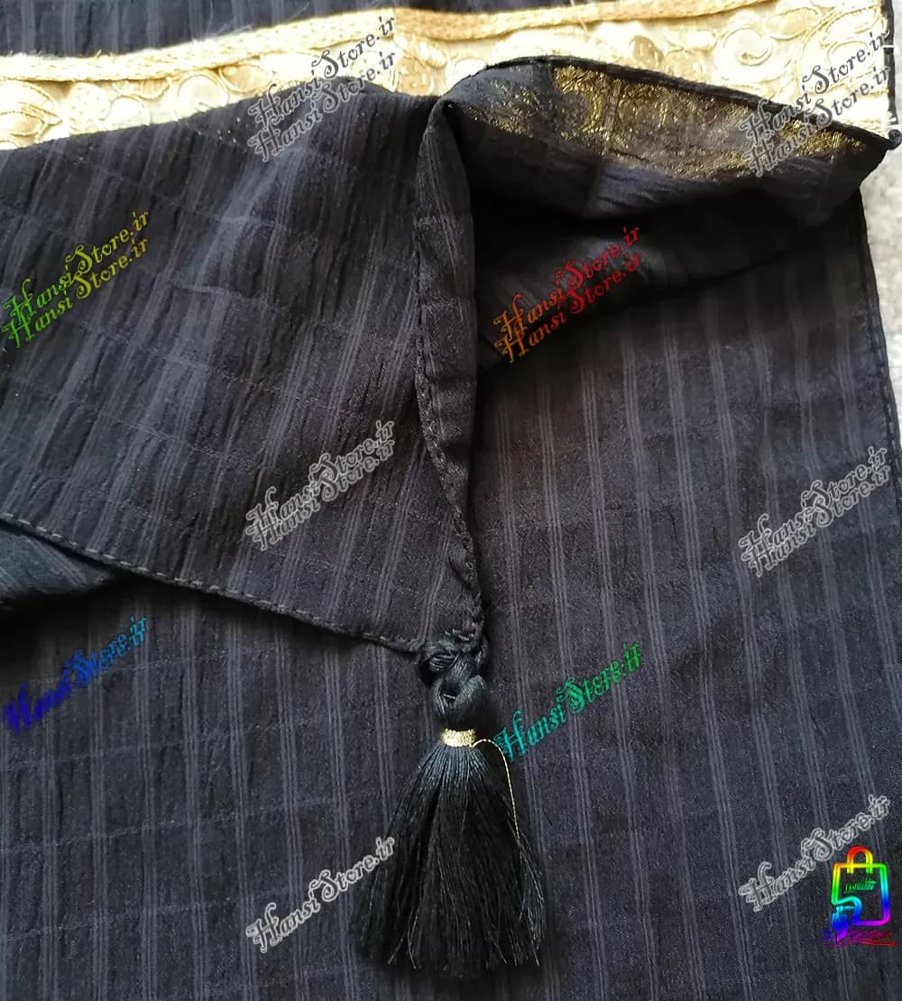 شال هندی نخی پفکی مشکی — تصویر ۱۰
