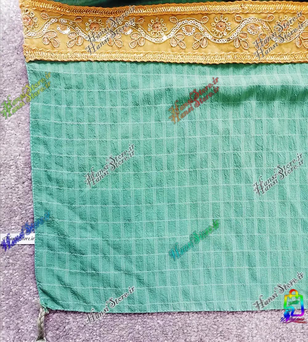 شال هندی نخی پفکی سبز — تصویر ۳
