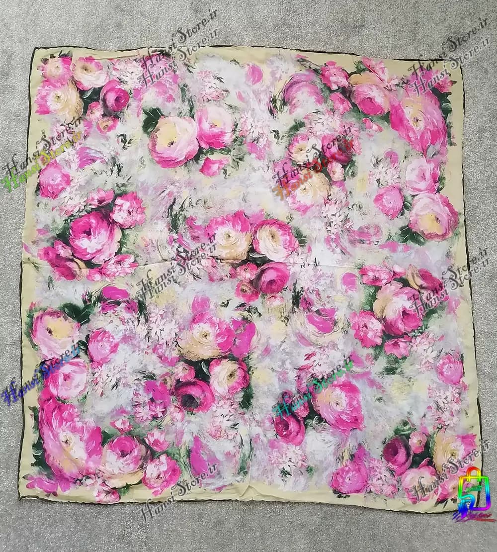 روسری حریر دست دوز لمیز — تصویر ۵