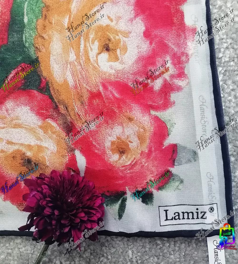 روسری حریر دست دوز لمیز — تصویر ۲