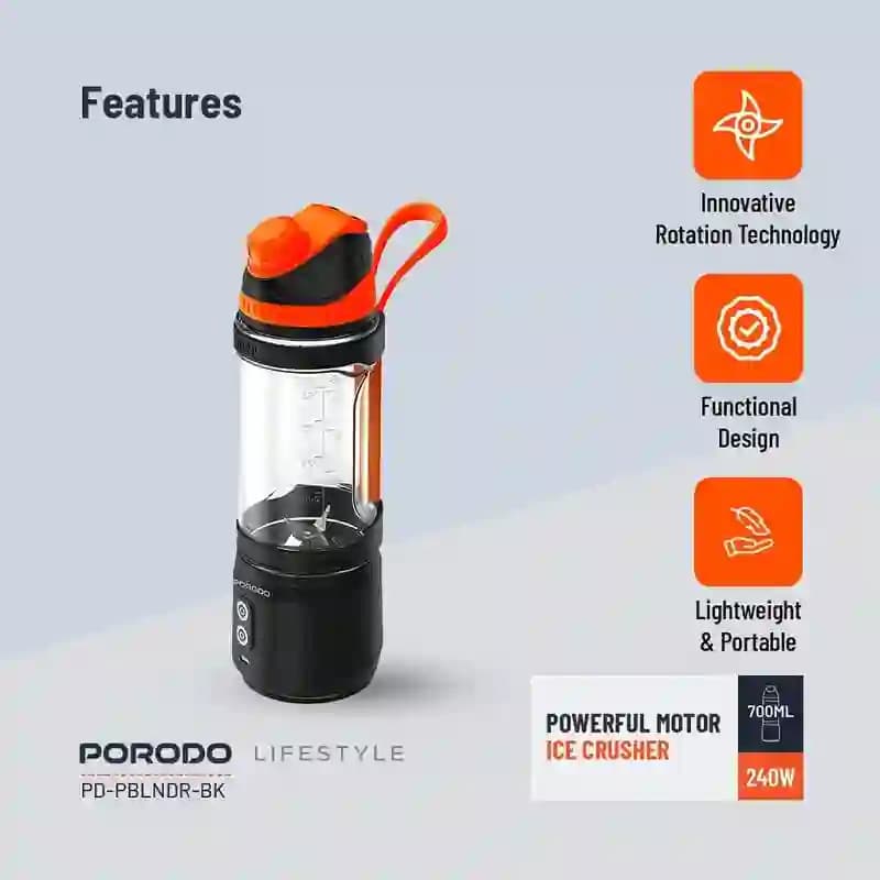 مخلوط کن قابل حمل پرودو Porodo Dual Spin Clockwise Reverse Portable Blender PD-PBLNDR ظرفیت 0.7 لیتر — تصویر ۶