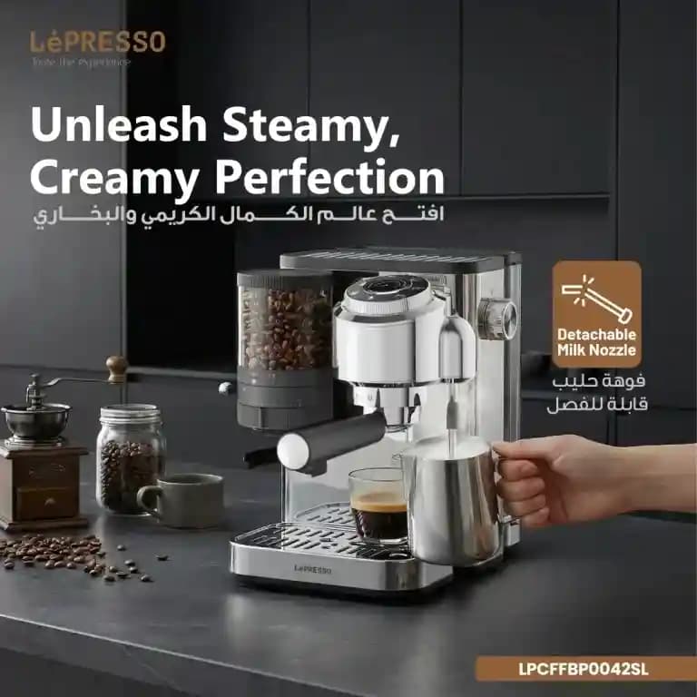 دستگاه قهوه ساز با آسیاب قهوه لپرسو ELPCFFBP0042SL (ارسال فوری تهران) — تصویر ۵