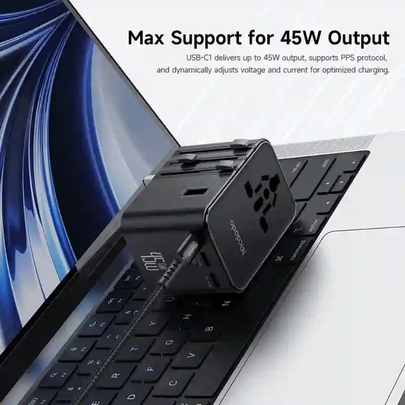آداپتور مسافرتی 45 وات مکدودو یا کابل MCDODO CP-3270 Universal Travel Charging Adapter (ارسال فوری تهران) — تصویر ۴