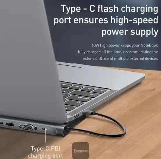 هاب تایپ سی 11 پورت بیسوس Baseus Elitejoy 11-Port Type-C Hub Adapter CATSX-G0G (ارسال فوری تهران) — تصویر ۲