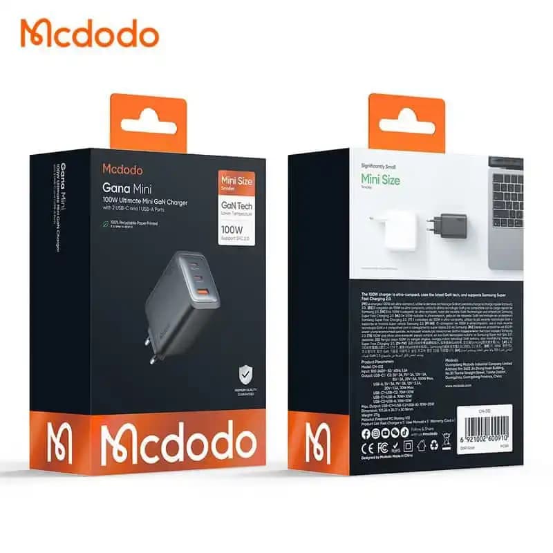 آداپتور شارژ 3 پورت 100 وات مک دودو Mcdodo Gana Mini CH-012 (ارسال فوری تهران) — تصویر ۸