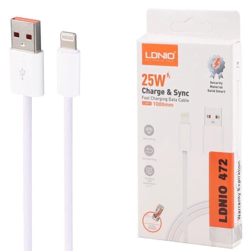 کابل تبدیل USB به لایتنینگ الدینیو مدل LS-472 طول 1 متر