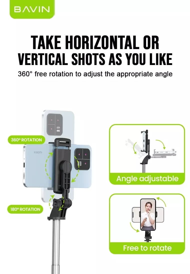 مونوپاد و سه پایه شاتر دار باوین مدل Bavin AP-10 Selfie Stick — تصویر ۹