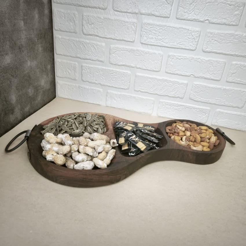 اردوخوری 4 خانه چوبی دسته دار وایکینگی گردو کد 369 — تصویر ۱۰
