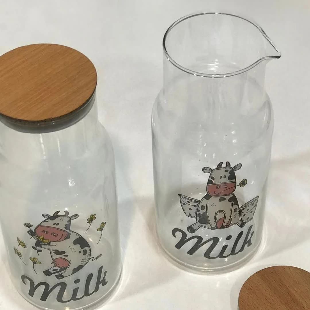 بطری شیر طرح گاو درب چوب پنبه