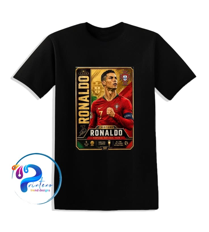 تیشرت طرح رونالدو | CR7 Legend Card | تیم ملی پرتغال | چاپ DTF نخی
