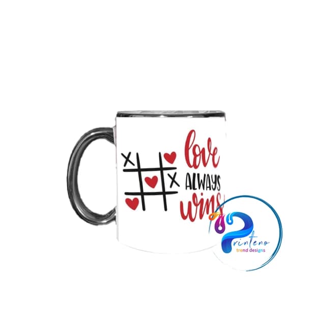 لیوان عاشقانه | “Love Always Wins” | Tic Tac Toe Heart Mug – Printeno.ir