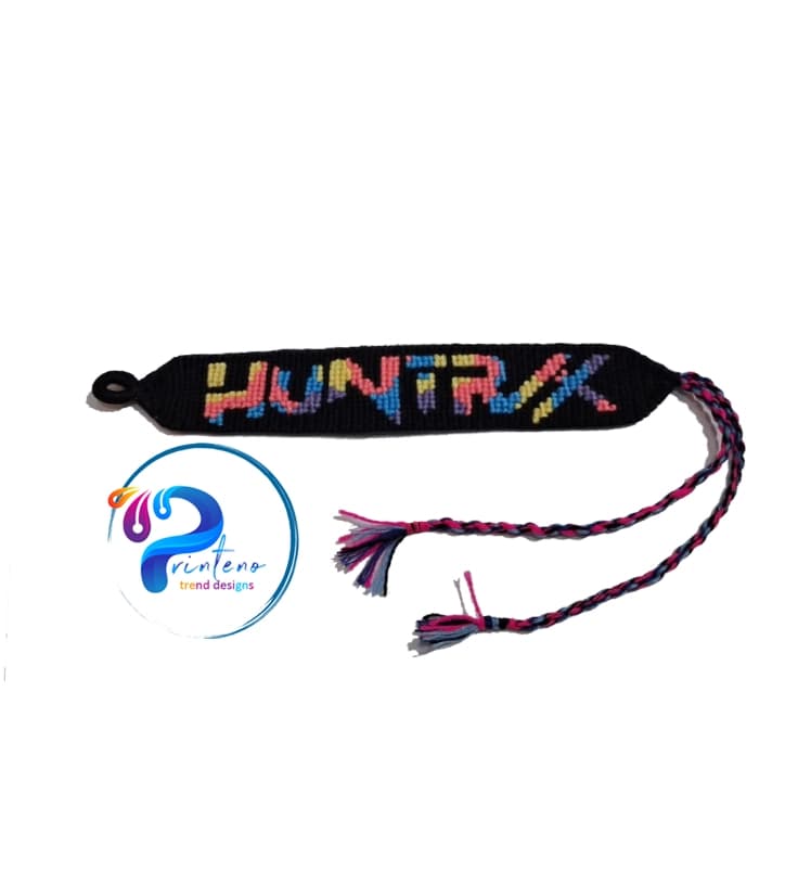 دستبند شکارچیان شیاطین کیپاپ | Demon Slayer K-Pop Bracelet | طرح HUNTRX | بافت دست‌ساز | Printeno.ir — تصویر ۲