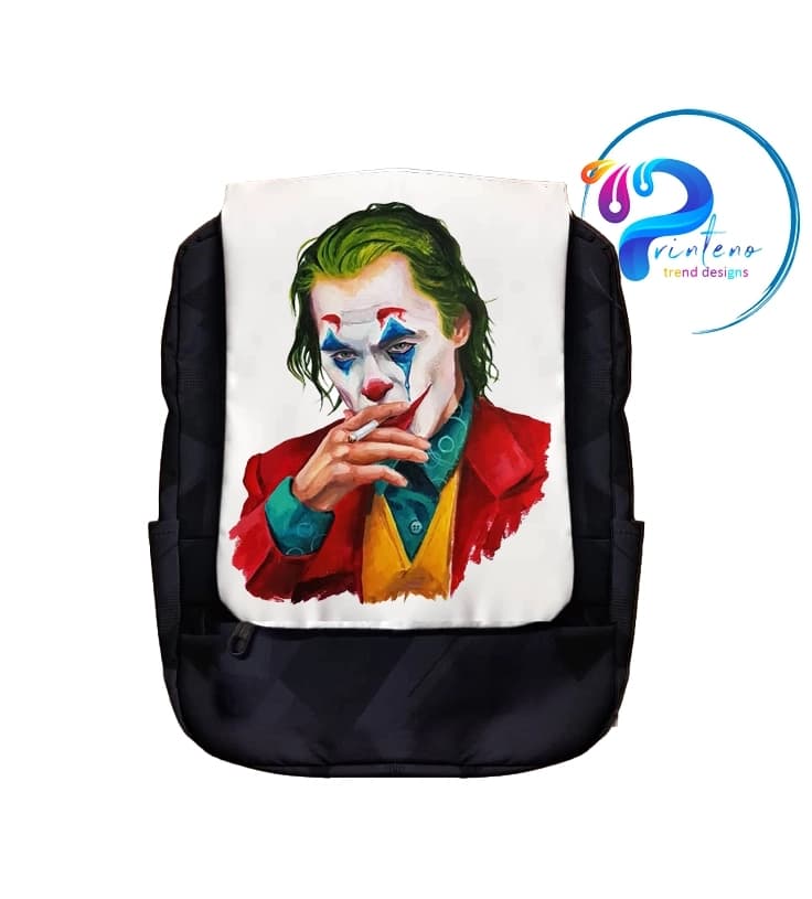 کوله‌پشتی طرح شخصیت جوکر | با طراحی تاریک و استایل خیابانی + عکس دلخواه شما — تصویر ۲