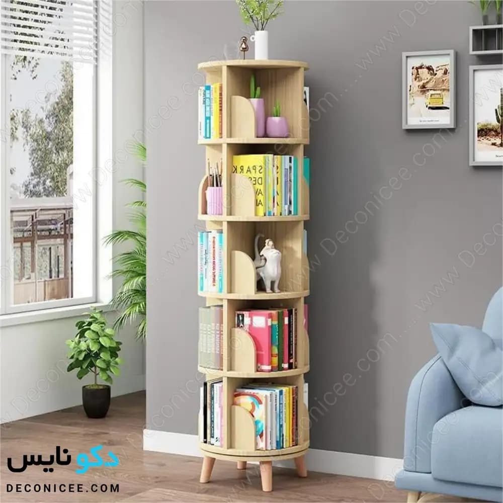 کتابخانه گردان مدل KG104 دکونایس؛ طراحی پنج‌طبقه برای چیدمان منظم کتاب‌ها — تصویر ۹