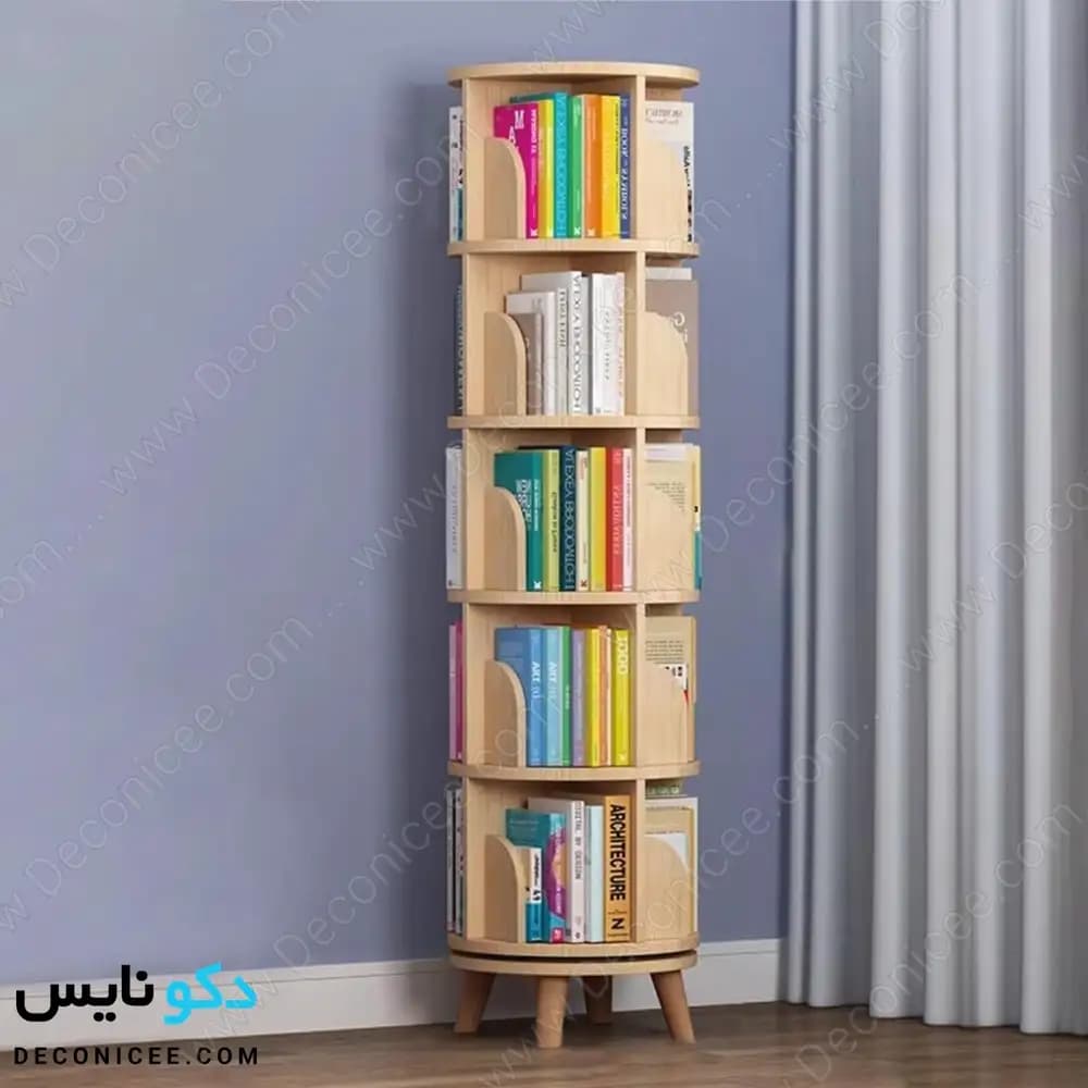 کتابخانه گردان مدل KG104 دکونایس؛ طراحی پنجطبقه برای چیدمان منظم کتابها