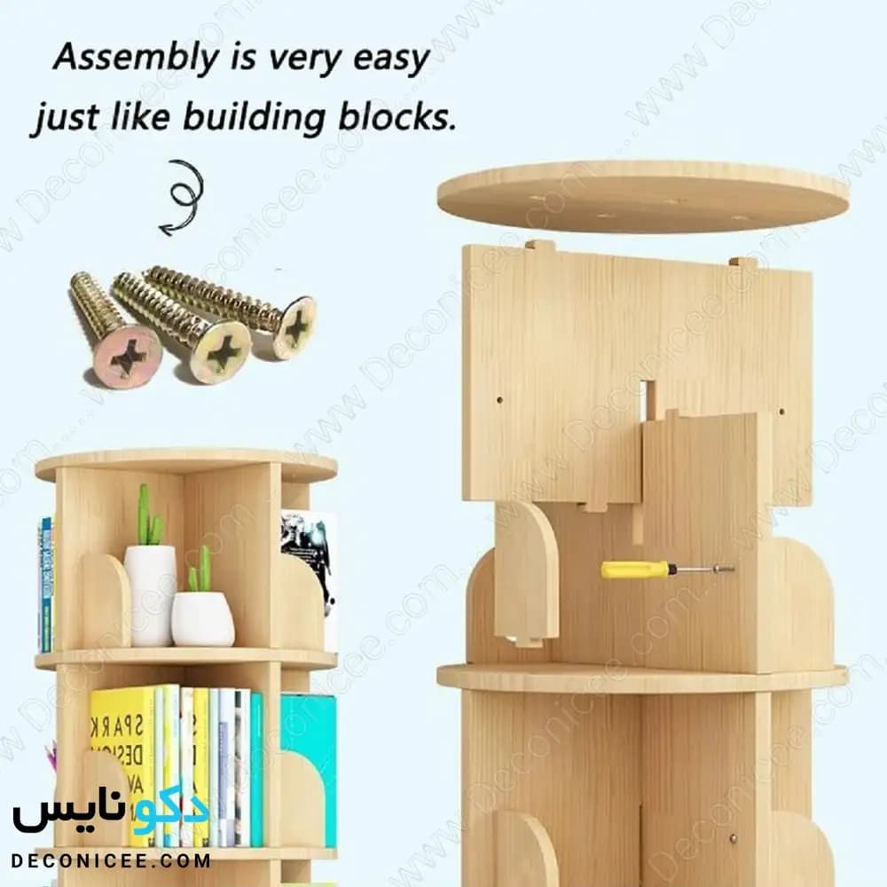 کتابخانه گردان مدل KG104 دکونایس؛ طراحی پنج‌طبقه برای چیدمان منظم کتاب‌ها — تصویر ۶