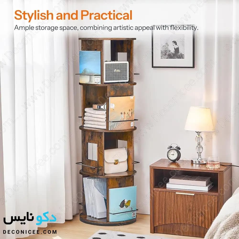 کتابخانه گردان مدل KG102 دکونایس؛ نظمدهی چهارطبقه با چرخش ۳۶۰ درجه — تصویر ۹