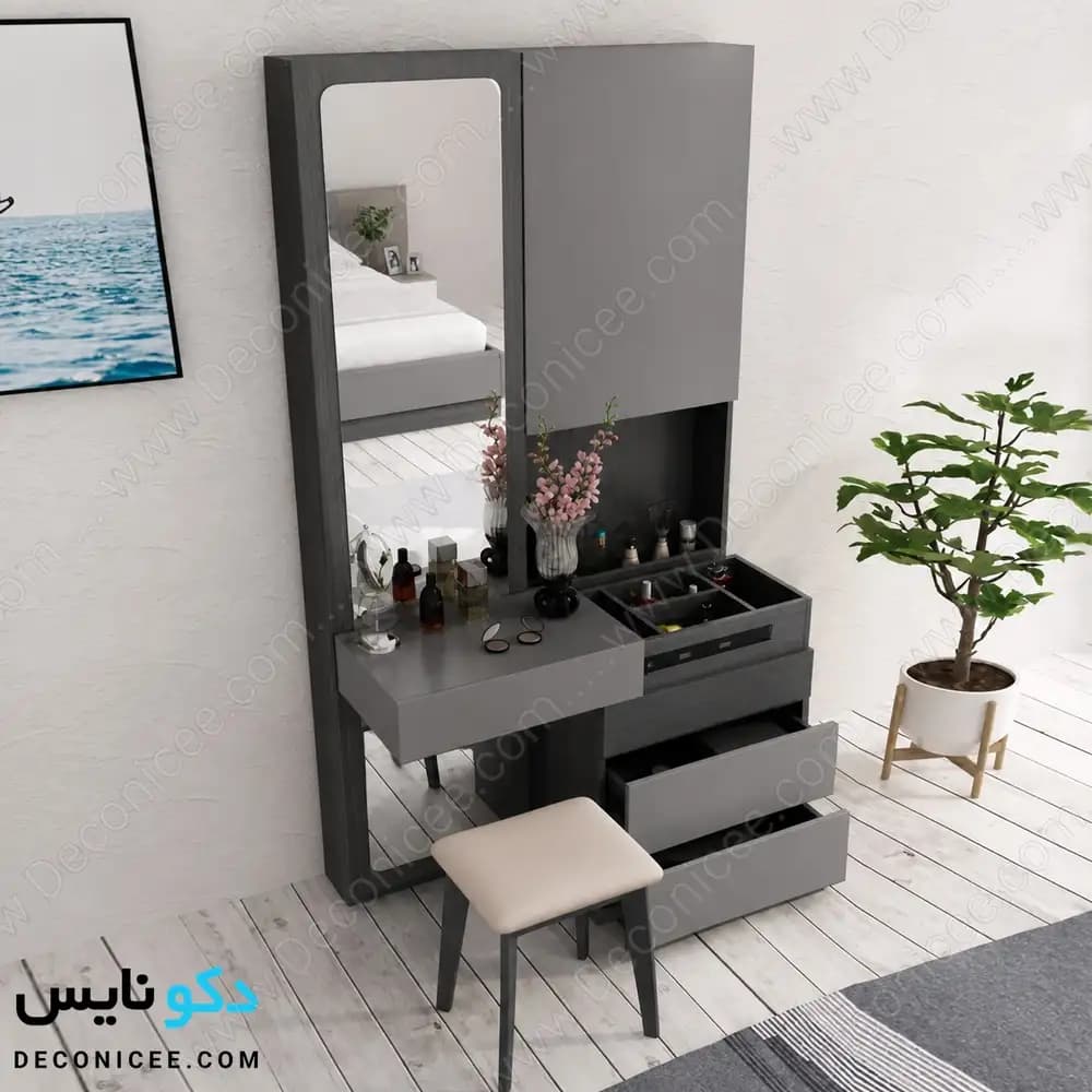 میز آرایش مدل ma140 دکونایس با آینه، کمد و کشو — تصویر ۶