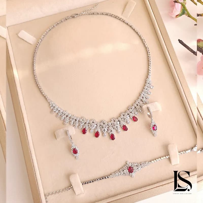 سرویس نقره زنانه جواهری کد SZ54 — تصویر ۸