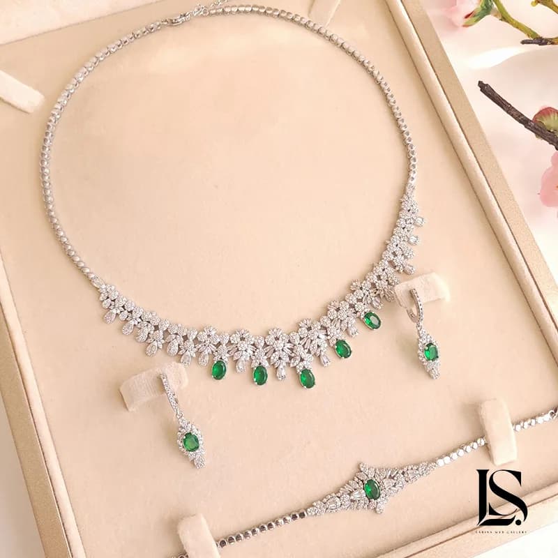 سرویس نقره زنانه جواهری کد SZ54 — تصویر ۷