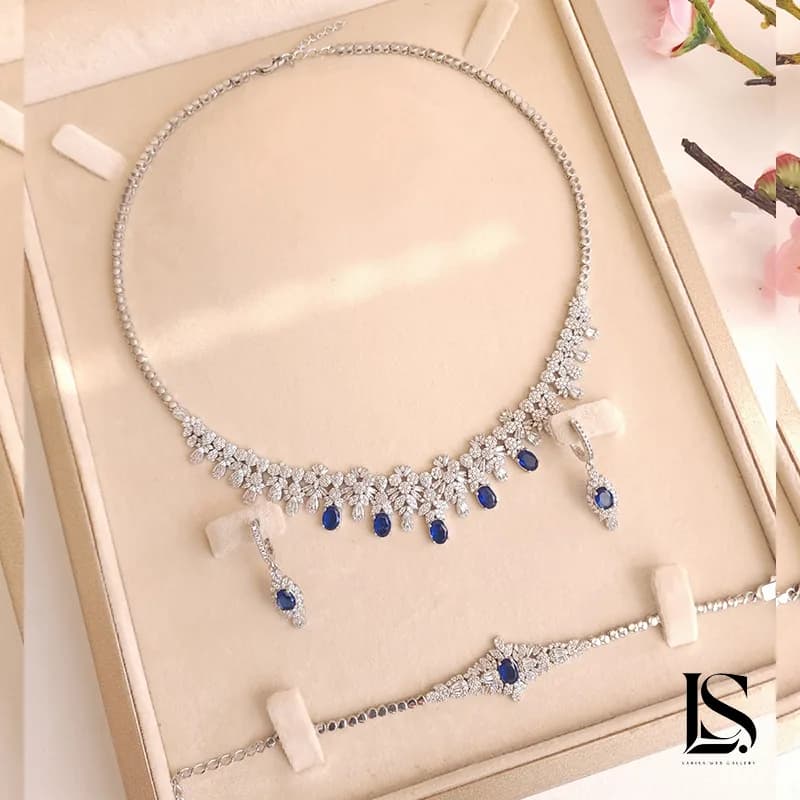 سرویس نقره زنانه جواهری کد SZ54 — تصویر ۹