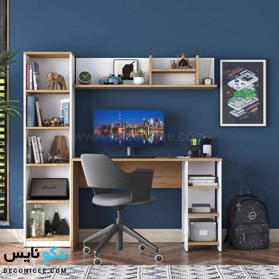 ست کامل میز تحریر و کتابخانه مدل MTK122 دکونایس