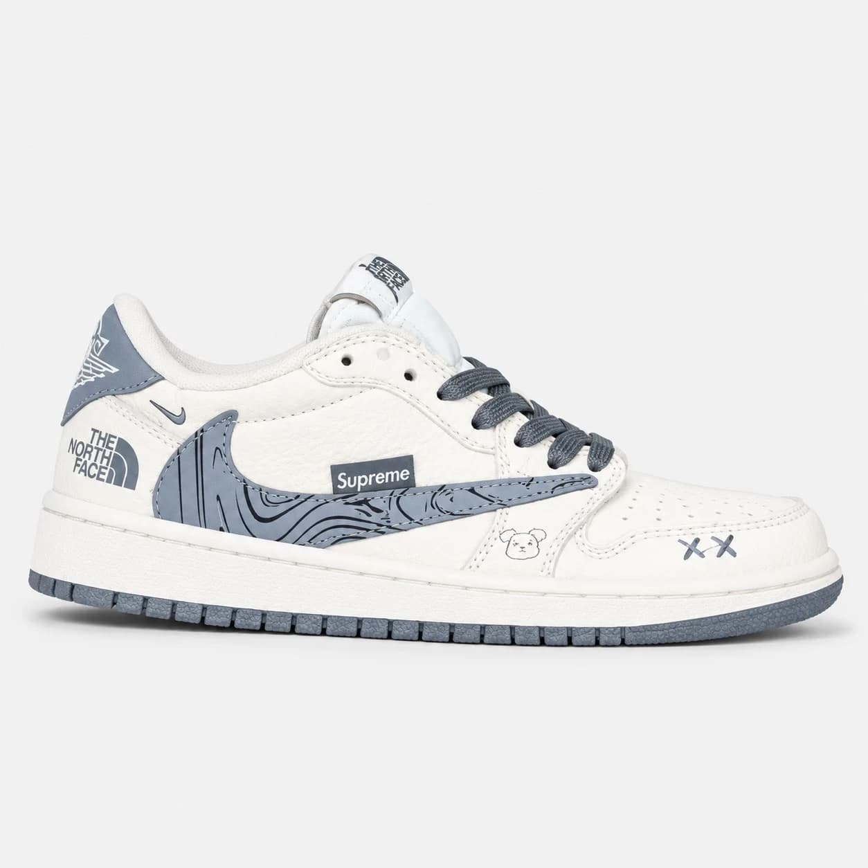 کتونی نایک ایر جردن وان لو ترویس اسکات نورث فیس کرم طوسی Nike Air Jordan 1 Low Travis Scott The North Face — تصویر ۱۱