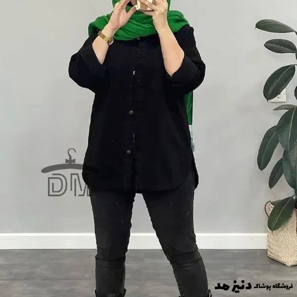 شومیز مانتویی مدل گلسا جنس کرپ کریستال و نخ پنبه — تصویر ۲