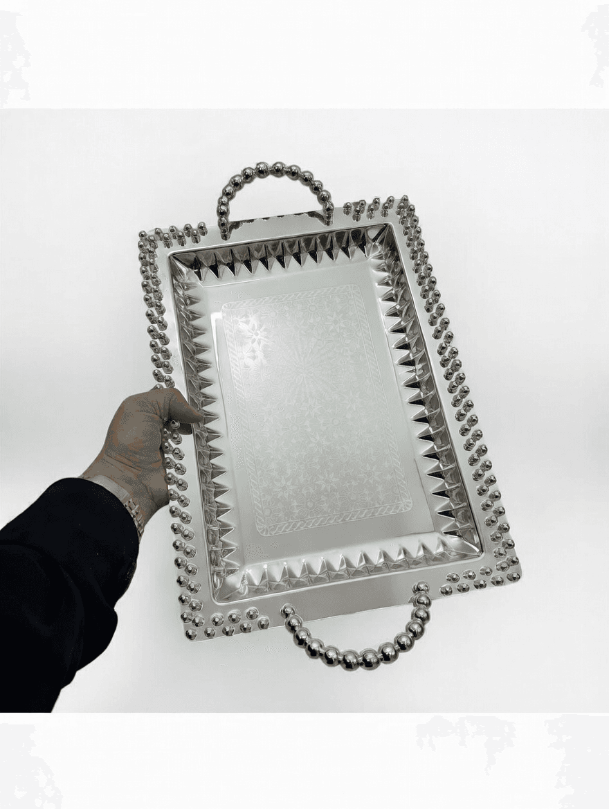 سینی مرواریدی استیل وارداتی — تصویر ۳