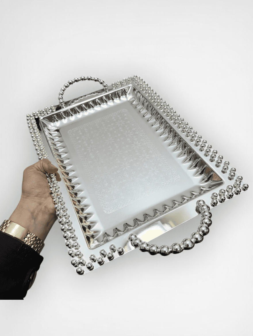 سینی مرواریدی استیل وارداتی — تصویر ۴