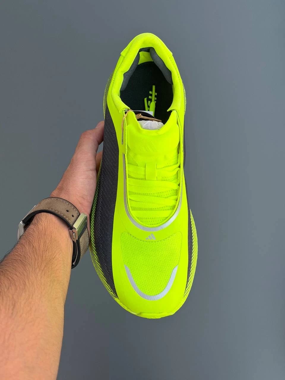 کتونی آدیداس هایپربوست ادج سبز فسفری طوسی Adidas Hyperboost Edge Fluorescent green Gray — تصویر ۹