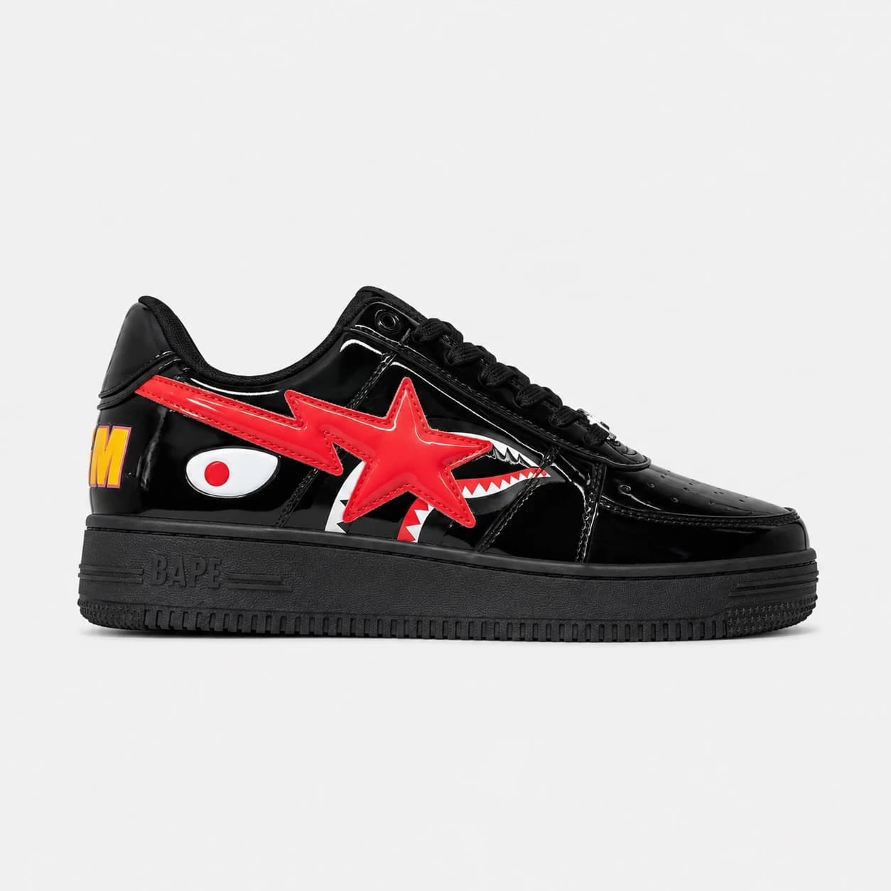 کتونی بتینگ ایپ بیپ استا شارک مشکی قرمز A Bathing Ape Bape Sta Low Shark Black Red — تصویر ۷