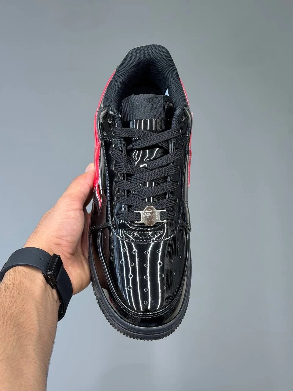 کتونی بتینگ ایپ بیپ استا شارک مشکی قرمز A Bathing Ape Bape Sta Low Shark Black Red — تصویر ۹