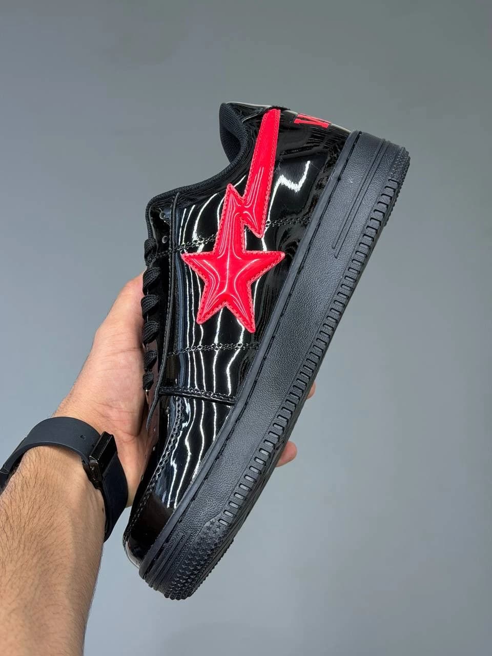 کتونی بتینگ ایپ بیپ استا شارک مشکی قرمز A Bathing Ape Bape Sta Low Shark Black Red — تصویر ۴