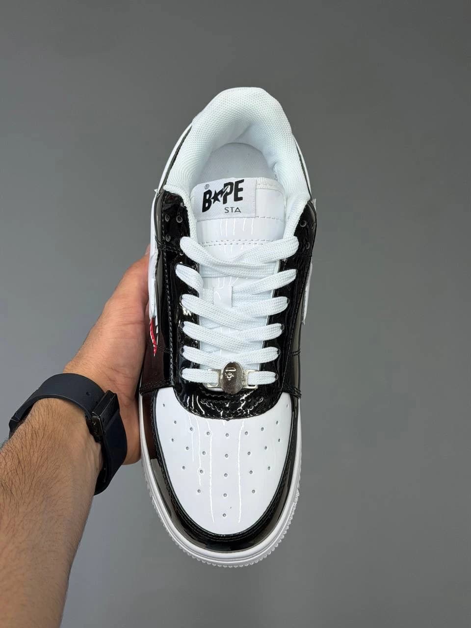 کتونی بتینگ ایپ بیپ استا شارک مشکی سفید A Bathing Ape Bape Sta Low Shark Black White — تصویر ۳