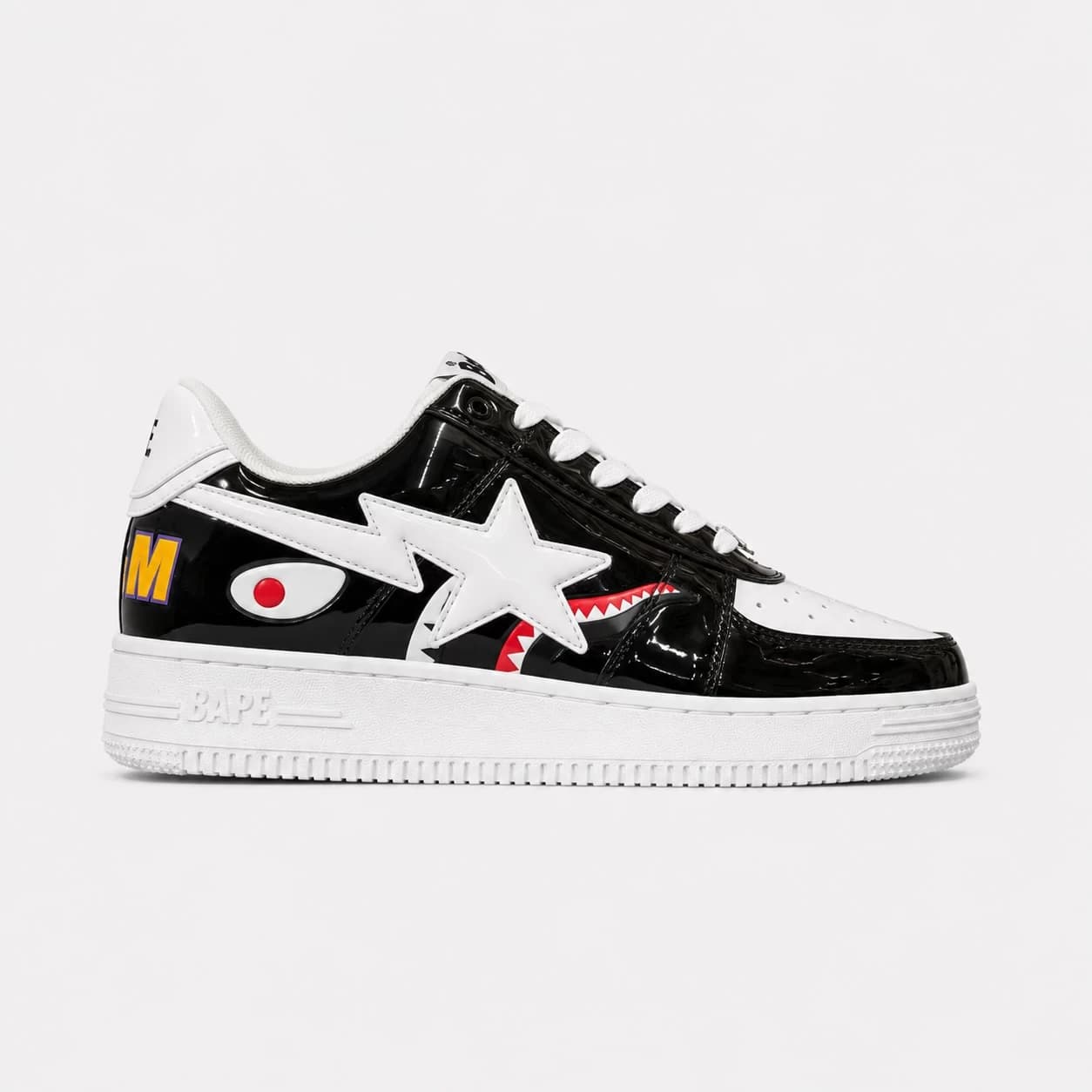 کتونی بتینگ ایپ بیپ استا شارک مشکی سفید A Bathing Ape Bape Sta Low Shark Black White
