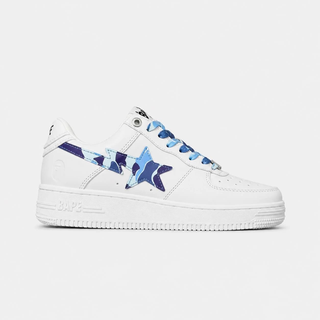 کتونی بتینگ ایپ بیپ استا سفید چریکی آبی A Bathing Ape Bape Sta Low White ABC Camo Blue