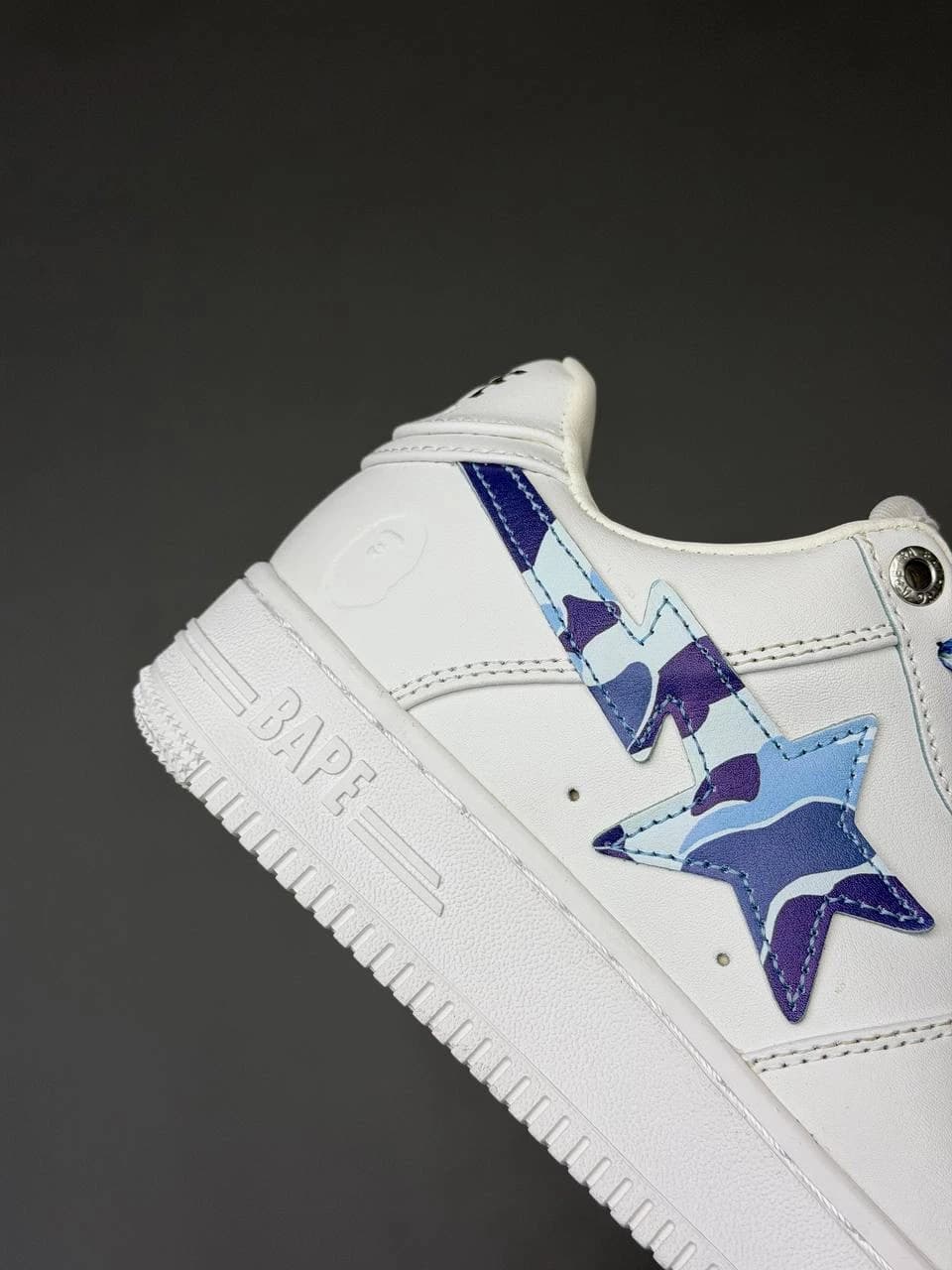 کتونی بتینگ ایپ بیپ استا سفید چریکی آبی A Bathing Ape Bape Sta Low White ABC Camo Blue — تصویر ۶