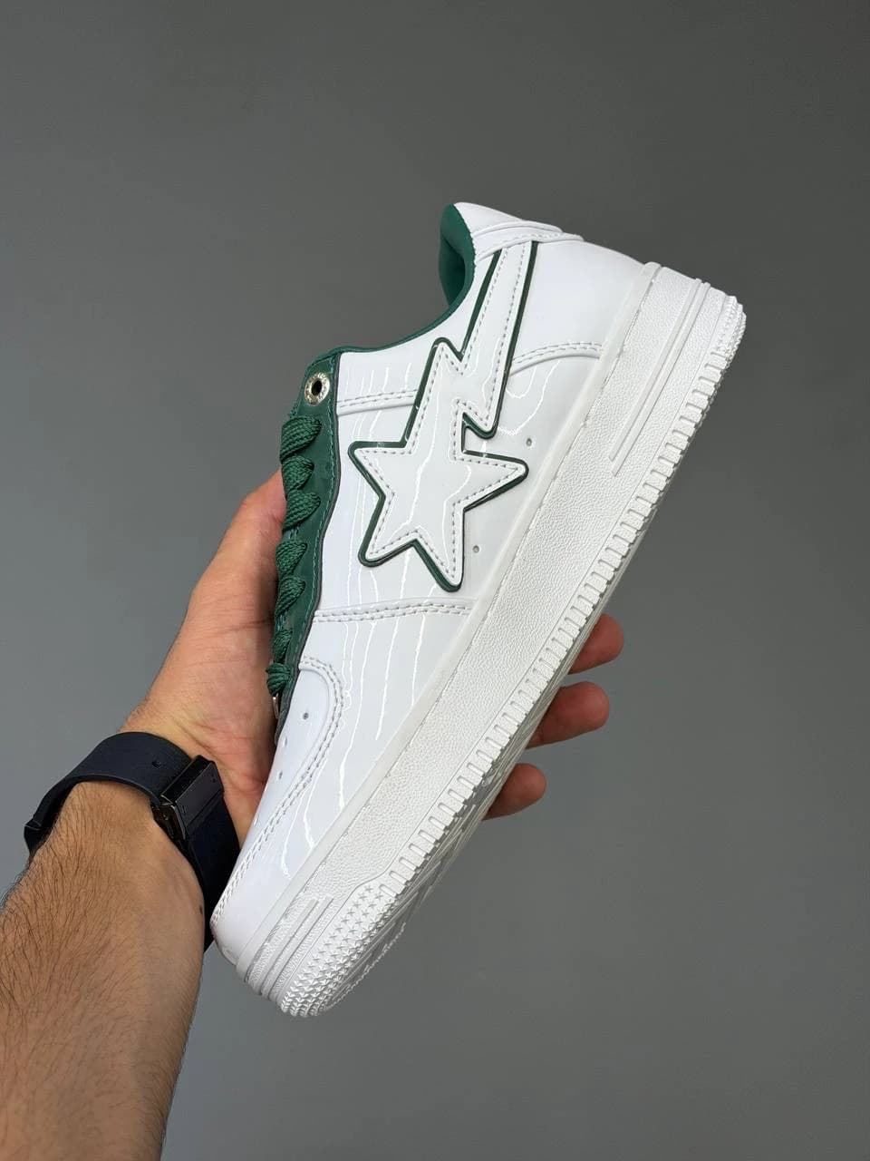 کتونی بتینگ ایپ بیپ استا سفید سبز A Bathing Ape Bape Sta White Green — تصویر ۴