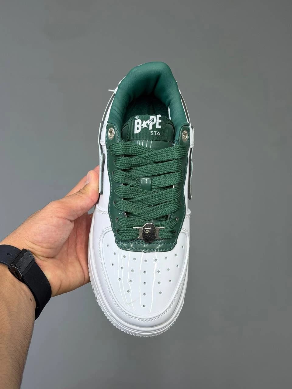 کتونی بتینگ ایپ بیپ استا سفید سبز A Bathing Ape Bape Sta White Green — تصویر ۳
