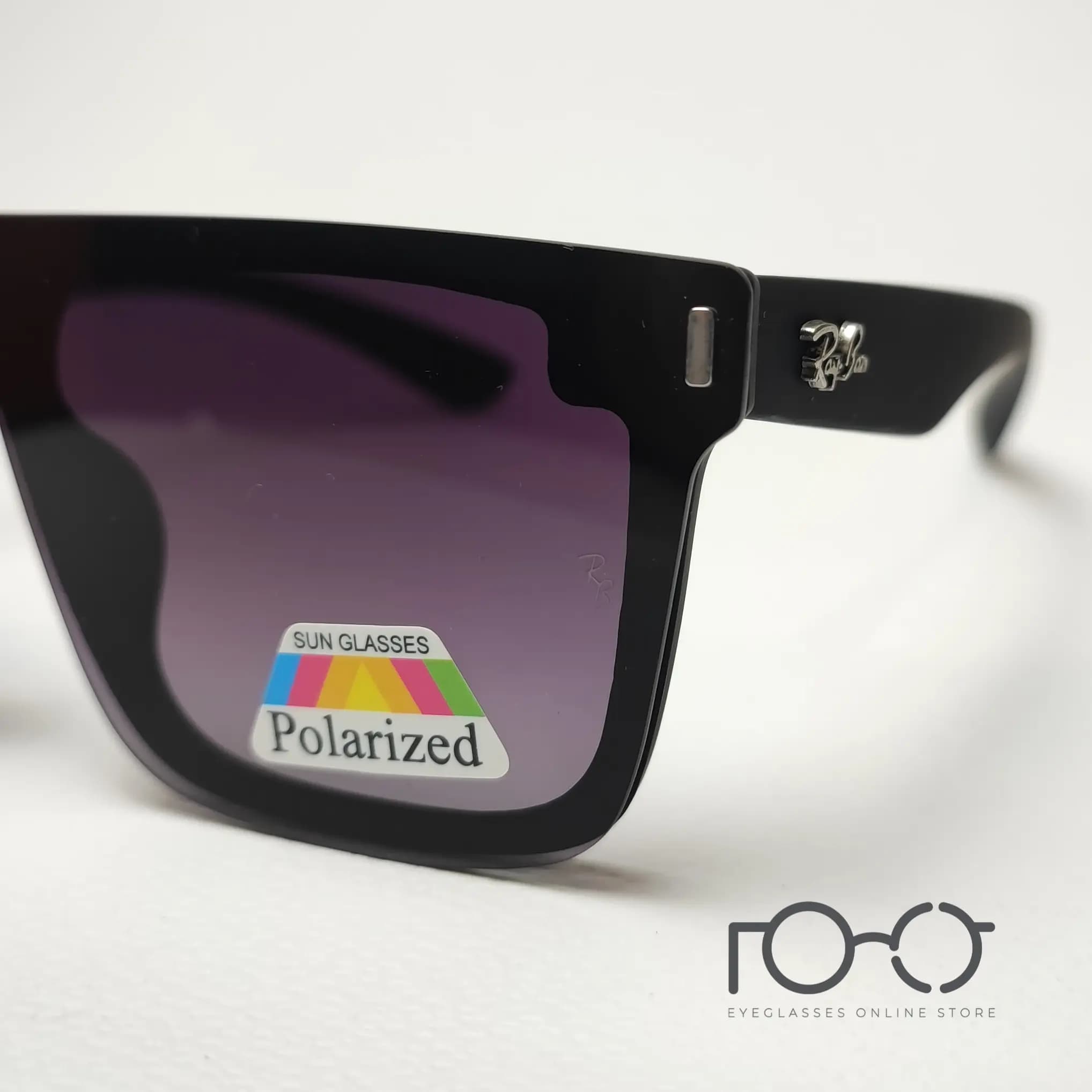 عینک آفتابی ریبن RAY BAN کائوچو کد P2227 رنگ مشکی با لنز سرمه ای هایلایت — تصویر ۱۰