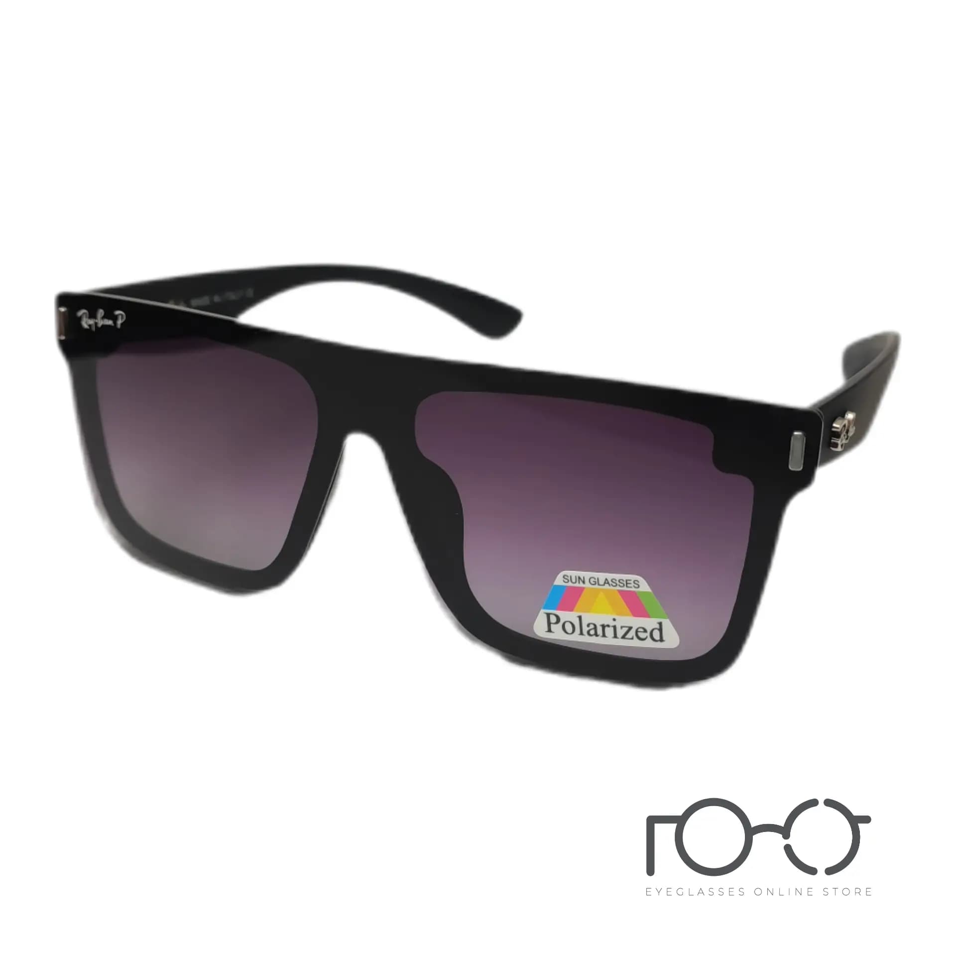 عینک آفتابی ریبن RAY BAN کائوچو کد P2227 رنگ مشکی با لنز سرمه ای هایلایت